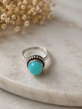 Silver Ring with Turquoise Cabochon